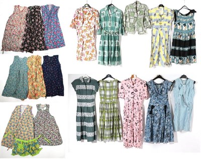 Lot 2152 - Circa 1950s Printed Cotton Day Dresses, including a Wendy green and white large printed check...