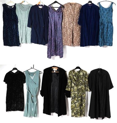 Lot 2153 - Circa 1950s Cocktail Dresses and Evening Coats, including a Hershelle blue velvet swing style...