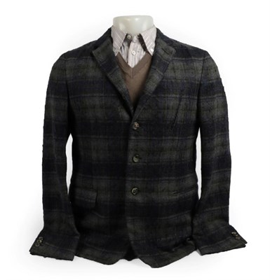 Lot 2166 - Alexander McQueen Gentleman's Mohair Blue and Grey Tartan Blazer/Jacket, with four button fastening