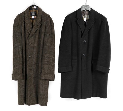 Lot 2168 - Burberrys Gentleman's Wool Overcoat, woven in greens and greys; together with an Aquascutum...