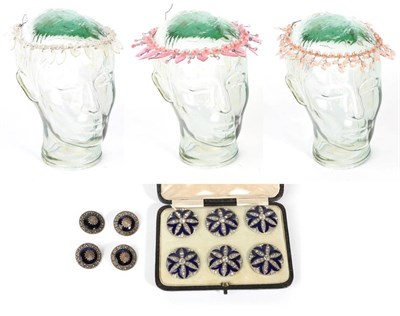 Lot 2175 - Assorted Decorative Costume Accessories, comprising a cut glass tiara/head piece in pink glass with