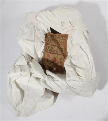 Lot 2194 - Assorted 19th Century and Later White Cotton Baby Robes, and undergarments; unframed alphabet...