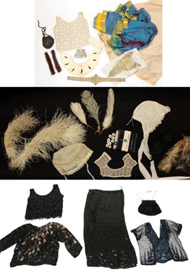 Lot 2199 - Assorted Costume Accessories, including a 19th century sample set comprising jacket front...