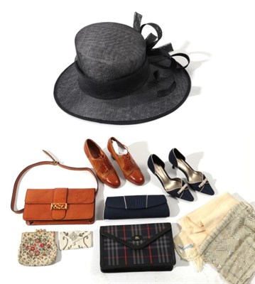 Lot 2221 - Assorted 20th Century Costume Accessories, including a Burberrys navy blue nova shoulder bag,...