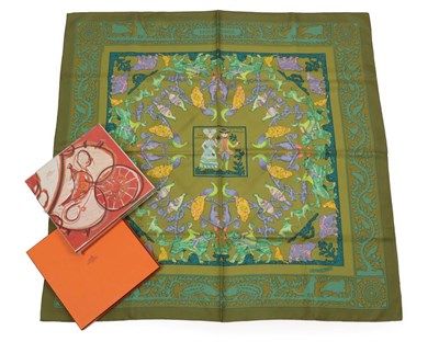 Lot 2262 - Hermès 'Early America' Silk Scarf, Designed By Francoise de la Perriere, printed centrally...