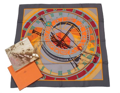 Lot 2269 - Hermès 'Mécanique du Temps' Silk Scarf, Designed By Loïc Dubigeon, printed with a large...