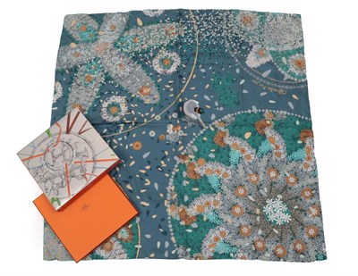 Lot 2292 - Hermès ''Offrandes d'un Jour'' Silk Scarf, Designed by Dimitri Rybaltchenko, worked with a...