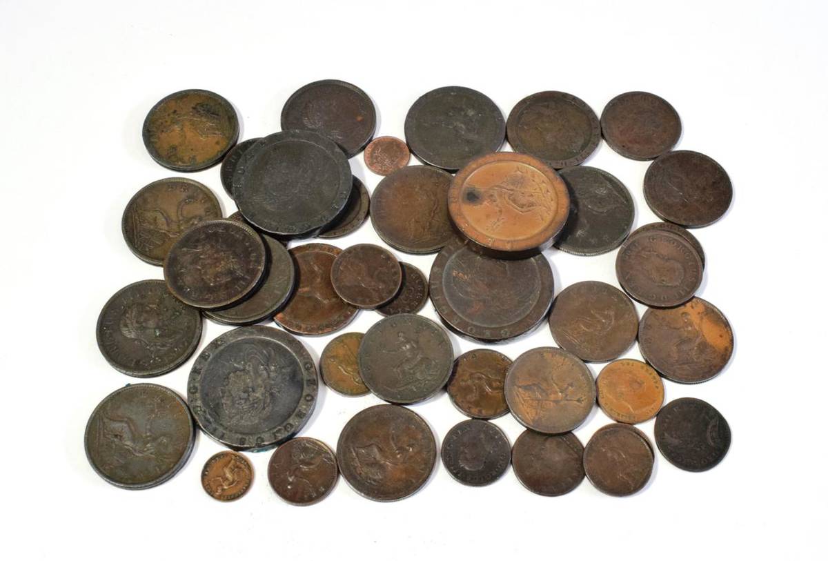 Lot 5 - George III (1760-1820), Copper coins (43): Twopences 1797 (4); Pennies (12), 1797, 1806 (5),...