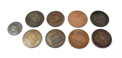 Lot 52 - Somerset Halfpenny Tokens (8), Bath, The arms and supporters of Bath in a sunk oval, BATH CITY...