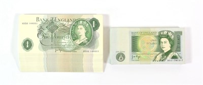 Lot 62 - Bank of England £1 (100), portrait and Britannita green, Page, a consecutive run of 100 notes,...