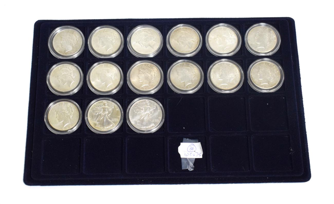 Lot 70 - USA, 13 x Silver 'Peace' Dollars comprising 1922(x2), 1922D(x2), 1922s 1923s, 1923D, 1923,...