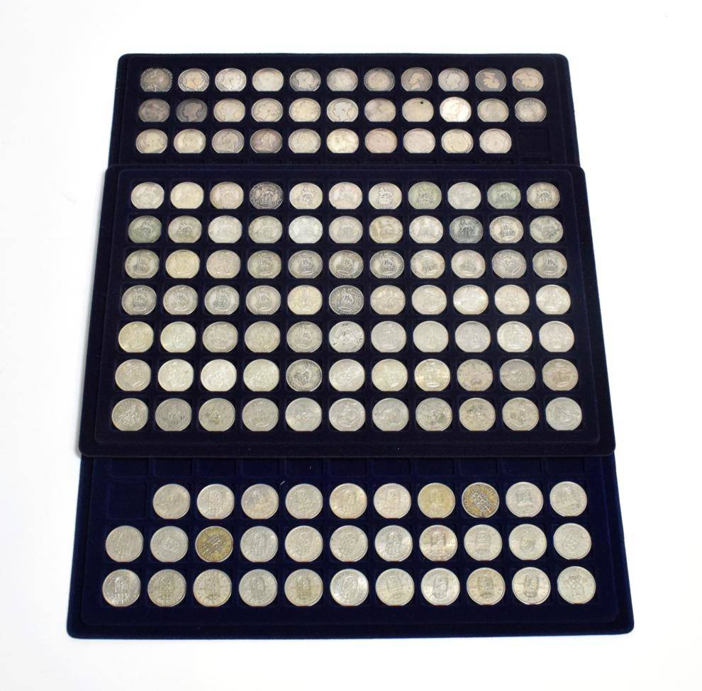 Lot 73 - A Large Collection of 141 x Shillings, George III to Elizabeth II, comprising 1787 VF,...