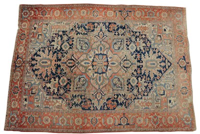 Lot 1429 - Heriz Carpet Persian Azerbaijan The indigo field of angular vines centred by a typical...