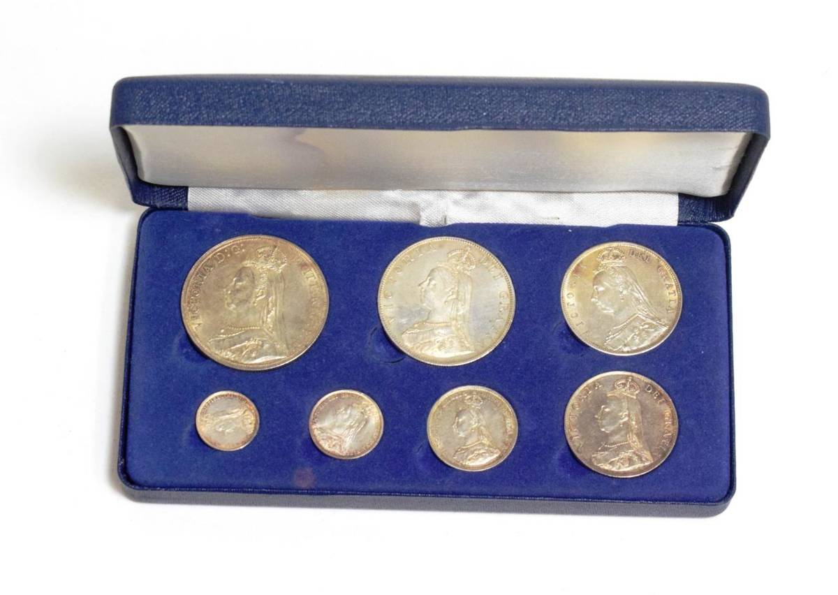 Lot 88 - Victoria, Jubilee Head Silver Specimen Set 1887, 7 coins crown to 3d In modern case, generally...