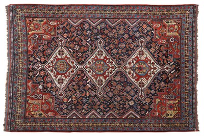 Lot 1430 - Fine Kashgai Rug  South West Persia The indigo field with stylised chickens and tribal motifs...