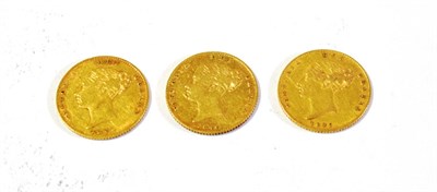 Lot 148 - Victoria (1837-1901), Half Sovereigns (3), first young head left, 1846, 1847 and 1849, rev. crowned