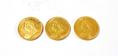 Lot 154 - Victoria (1837-1901), Sovereigns (3), 1894, 1895 and 1896, old head left, (S.3874). Very fine...