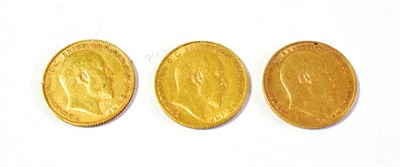 Lot 157 - Edward VII (1901-1910), Sovereigns (3), 1903, 1904 and 1906, (S.3969). Good fine to very fine