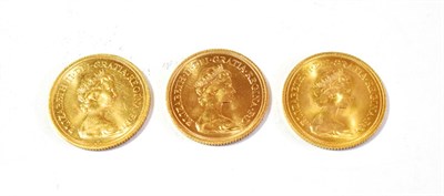 Lot 158 - Elizabeth II (1952-), Sovereigns (3), 1974, 1976 and 1978, (S.SC1). Uncirculated
