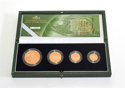 Lot 161 - Elizabeth II (1952-), gold proof sovereign collection, 2003, five pounds down to half sovereign...