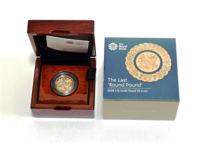 Lot 172 - Elizabeth II (1952-), £1 struck in gold, 2016, The Last 'Round Pound', (S.J38). Mint state in case
