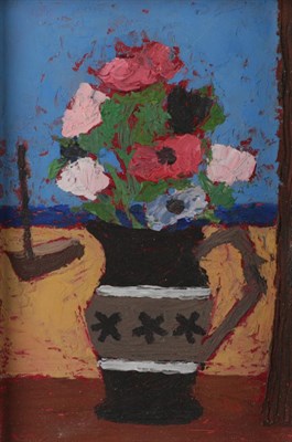 Lot 1105 - Tim Treagust (b.1958), ''Flowers, Jug and a Boat'', signed and inscibed verso, oil on board,...