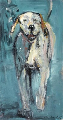 Lot 1108 - Con Campbell (b.1946), ''Hound'', signed, inscribed verso, oil on board, 29cm by 15cm...