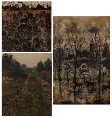 Lot 1136 - Leslie Ann Gorton (b.1939) Leaves and Spiders Web, signed and dated (19) 64, oil on board, together