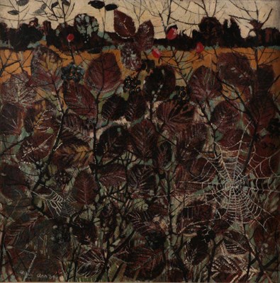 Lot 1136 - Leslie Ann Gorton (b.1939) Leaves and Spiders Web, signed and dated (19) 64, oil on board, together