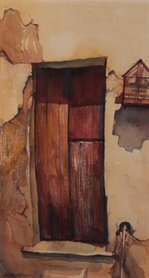Lot 1139 - Paul Millichip (1929-2018), ''Carvoeiro Door'', signed, inscribed verso, watercolour, 49cm by...