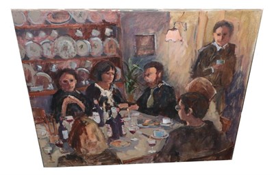 Lot 1146 - Eric Ward (b.1945), ''The Dinner Party'', signed, oil on canvas, 76cm by 91.5cm    Artist's...