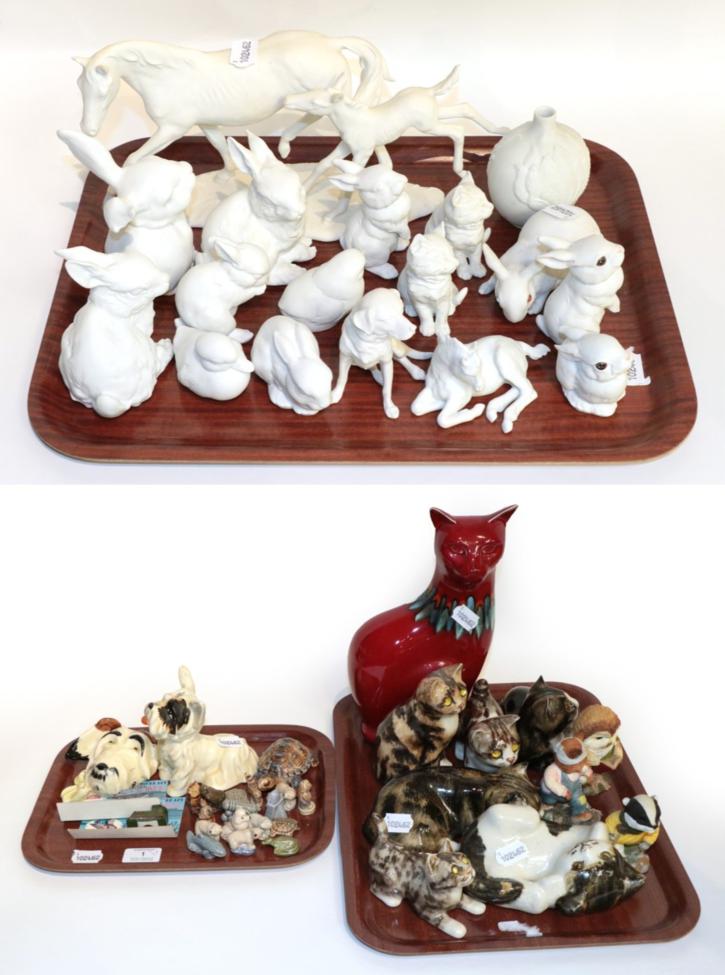 Lot 1 - Kaiser porcelain animals; Wade miniature Thomas and Percy; Poole pottery cat; Winstanley cats etc
