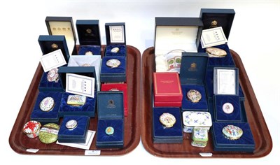 Lot 8 - A collection of eighteen Halcyon Days mostly enamel boxes, seventeen boxed; together with two...