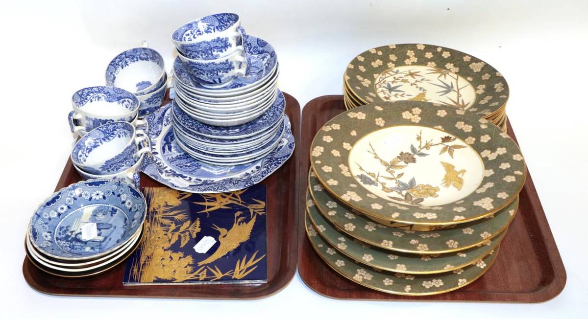 Lot 14 - A Royal Worcester aesthetic period dessert service; Copeland Spode Italian scene china etc (two...