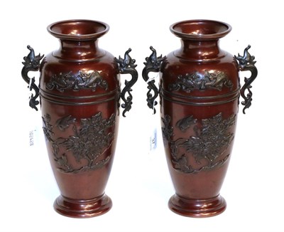 Lot 37 - A pair of Japanese bronze vases