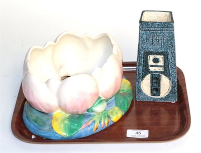 Lot 45 - A Troika coffin vase; and a Clarice Cliff planter (2)