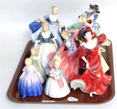 Lot 53 - A tray of Royal Doulton and Coalport ladies including 'Autumn Breezes' and 'Top o the Hill'