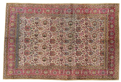 Lot 1452 - Silk Kashan Carpet Central Persia The cream field with an allover design of scrolling vines and...