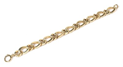 Lot 63 - A 9 carat gold figaro link bracelet, length 19cm
