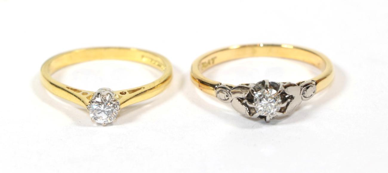 Lot 95 - An 18 carat gold diamond solitaire ring, estimated diamond weight 0.20 carat approximately,...