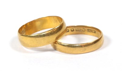 Lot 119 - Two 22 carat gold band rings, finger sizes P and M1/2 (2)