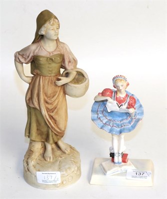 Lot 137 - A Royal Doulton figure Coppelia HN2115, circa 1952; and a Royal Dux figure of a girl and...