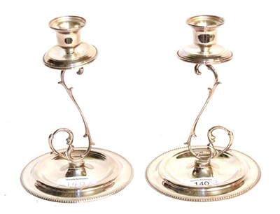 Lot 140 - A pair of Italian silver candlesticks, with English import marks for Birmingham, 1998, each on...
