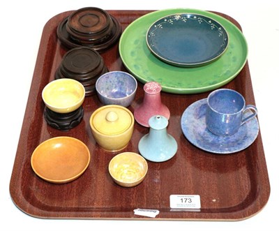 Lot 173 - Ruskin pottery miniature bowls, salt, peppers etc