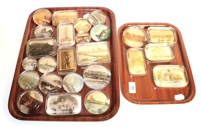 Lot 186 - Two trays of topographical paperweights