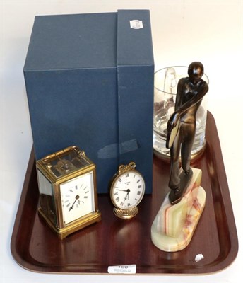 Lot 198 - A glass silver mounted Broadway tankard; a brass carriage timepiece; a Swiza alarm desk...