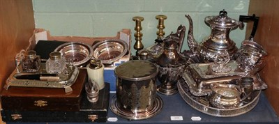 Lot 209 - Two Parker fountain pens, a quantity of silver plate including four piece teaset, flatware,...