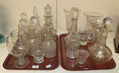 Lot 226 - Two trays of 19th century and later decanters, vases and stem cups
