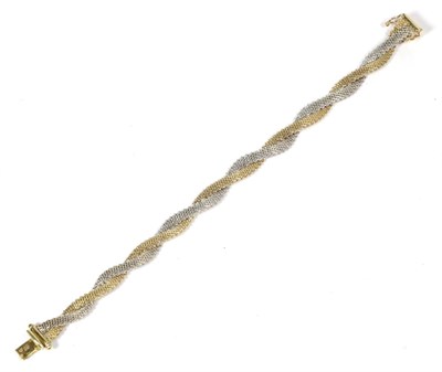 Lot 287 - A two colour gold bracelet, clasp stamped '14K' '585', length 19cm