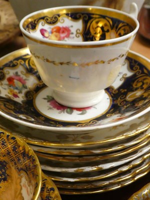 Lot 300 - A group of 19th century floral painted tea wares including Minton and others (two trays)